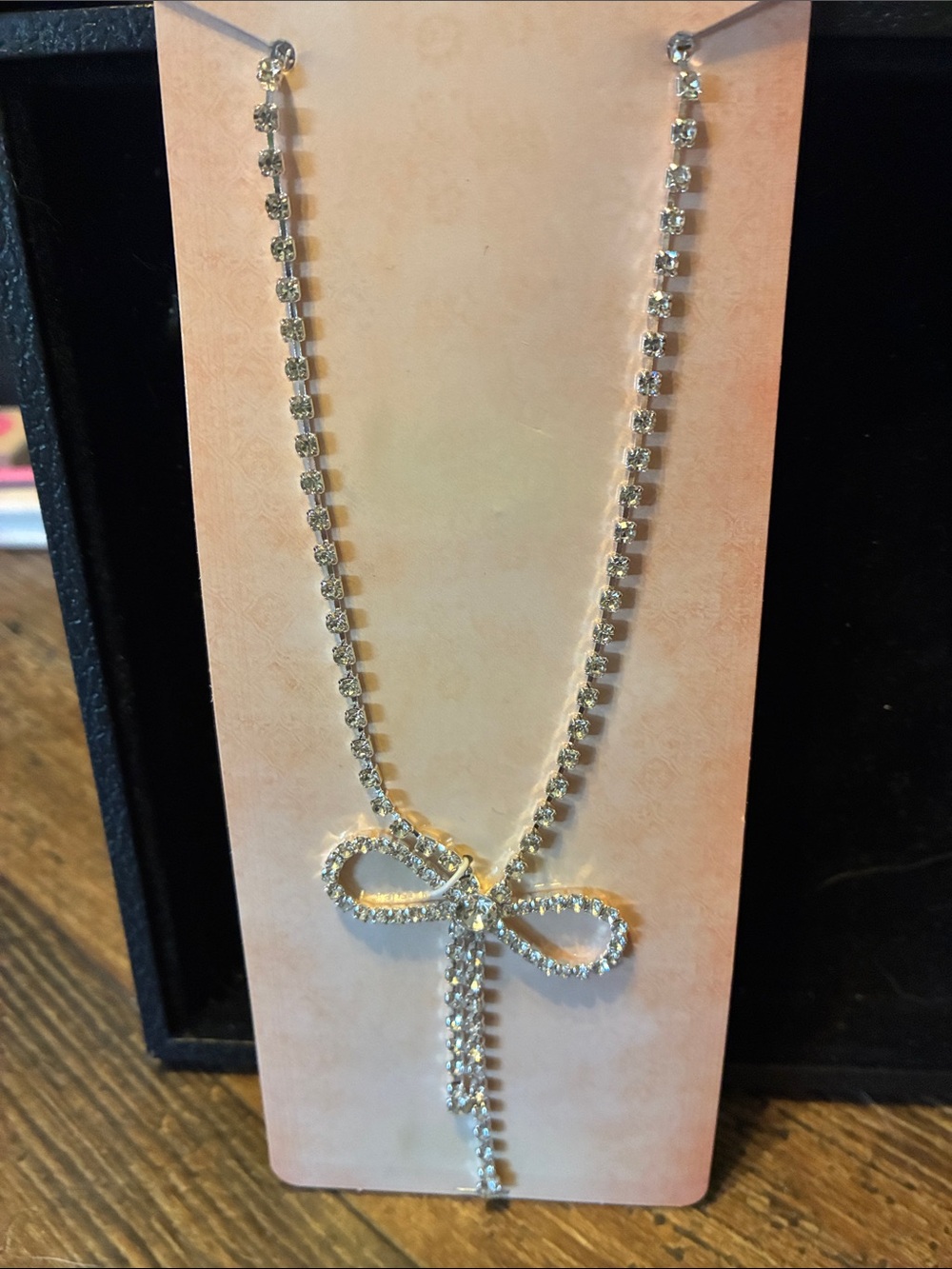 Sparkling Silver Bow Pendant Necklace
